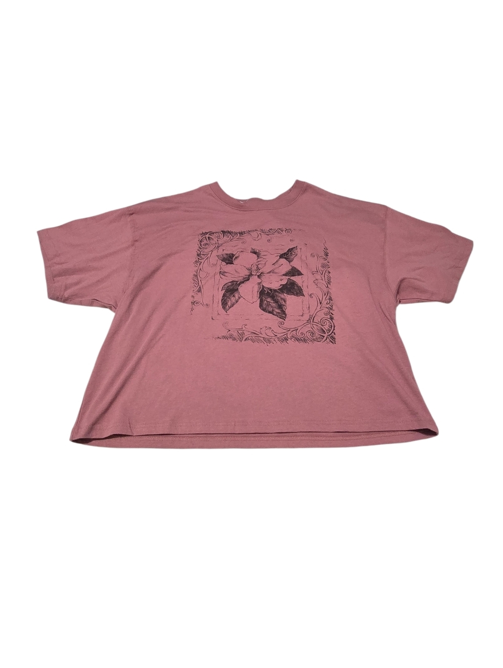 Rus Tee Floral Graphic Short Sleeve Tee - Dusty Rose